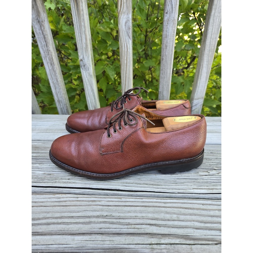 SALVATORE FERRAGAMO Dress Shoes Blucher Derby Brown Leather Men's 10.5 EE